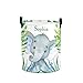 Personalized Watercolor Leaf Elephant Waterproof Laundry Basket Handles Collapsible Hamper Storage Basket for Office Bathroom