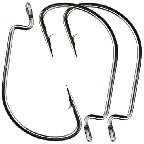 Luengo 50Pcs Fishing Hooks For Bass Fishing Offset Worm Hooks High Carbon Steel Circle Fishing Hooks For Soft Plastic Baits Jig Fish Hooks: #1 5/0 (5/0) #TOP11