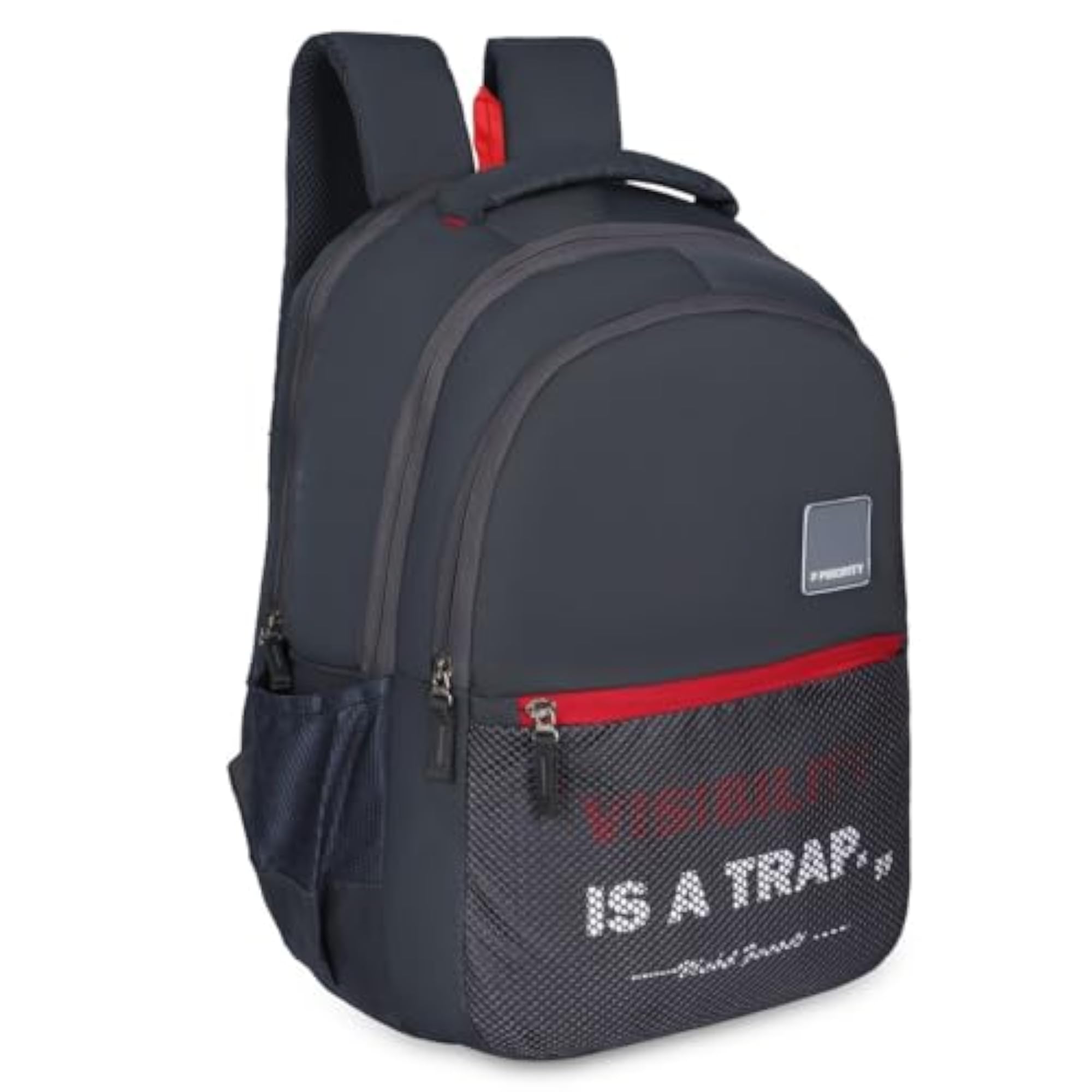 Boys' & Girls' Casual 18 Inch PU College Backpack, Dark Grey
