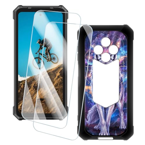 OAGELIM 2�Z�b�g �X�N���[���v���e�N�^�[ + �P�[�X Ulefone RugKing 5 Pro (6.78 �C���`) �Ƃ̌݊������� �A�[�e�B�X�e�B�b�N�J�X�^���v�����g�J�o�[�Ƌ����K���X�t�B���� �X�N���b�`�h�~ (�T2)