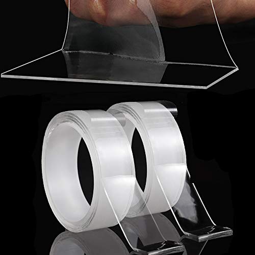 LLPT Nano Tape Double Sided Tape 2.36 Inch x 16.5 Feet Strong Mounting Tape Heavy Duty Gel Tape Clear Traceless Washable No Residue for Home Office Store Deco Card Poster Photo Wall (SN650)