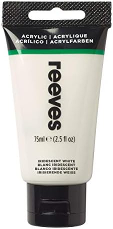 Reeves Acrylic Paint Set - Highly Pigmented Water-Based Colours for Artists, Hobbyists & Beginners - Iridescent White, 75ml