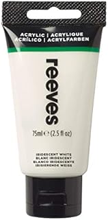 Reeves Acrylic Paint Set - Highly Pigmented Water-Based Colours for Artists, Hobbyists & Beginners - Iridescent White, 75ml