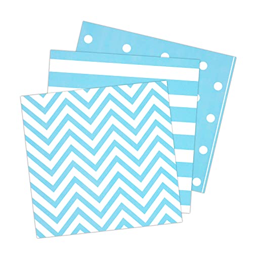 Anyneo Striped Chevron Polka Dot Blue Paper Beverage Napkins 60 Count