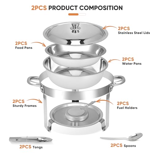 Buffet Chafing Dishes Set of 2 - 6L Stainless Steel Food Warmers with Lids for Parties, Catering, and Christmas Gatherings - Image 7