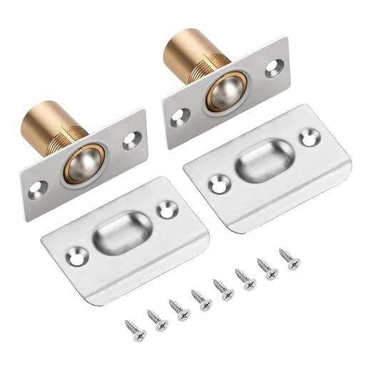 2 Pack Adjustable Door Ball Catch - Silver Closet Door Latch with Solid Brass Body & Stainless Steel Strike Plate