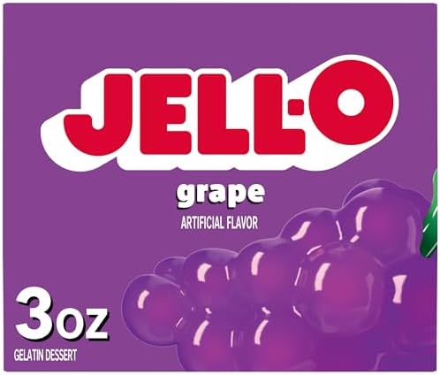 Jell-O Gelatin Dessert Mix, Grape, 3 oz Box