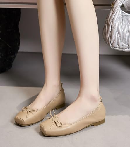 Womens Ballet Flats Square Toe Bowknot Loafers PU Leather Foldable Comfortable Casual Slip On Dressy Shoes 20252