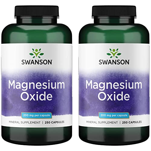 Swanson Magnesium - Mineral Supplement Promoting Muscle & Bone Health - Natural Support For Heart, Brain & Nervous System Health - (250 Capsules, 200Mg Each) (2 Pack) #TOP10