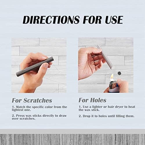 Pronese 11CM Wax Filler Sticks with Scraper for Wood Repair Kit, Furniture Repair Kit, Wood Filler Sticks, Wood Scratch Repair, Laminate Floor Repair Kit, Grey Series (4 Pcs)