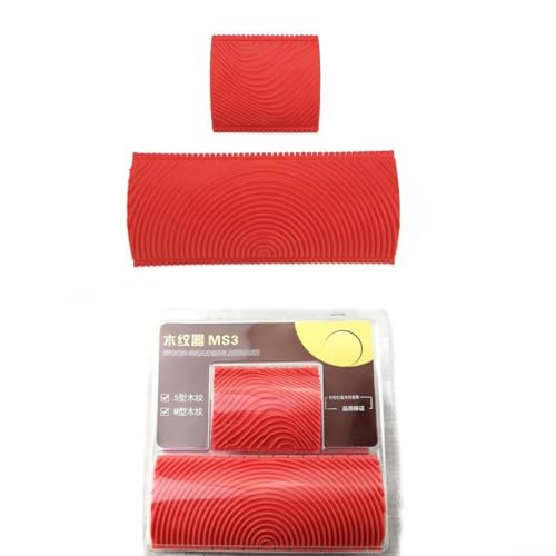 Jotekonoby Cepillo de rodillo de goma para herramienta de grano de madera, herramienta de pintura de textura de pared con rodillo de patrón de goma elástica para acabado de madera de imitación en