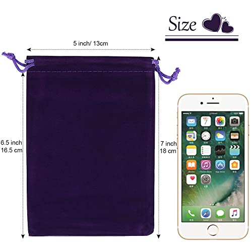 Hrx Package 20Pcs Velvet Bags, 5X7 Inch Purple Cloth Gift Pouches Drawstring Baggies Sacks For Dice Ornament Jewelry #TOP1