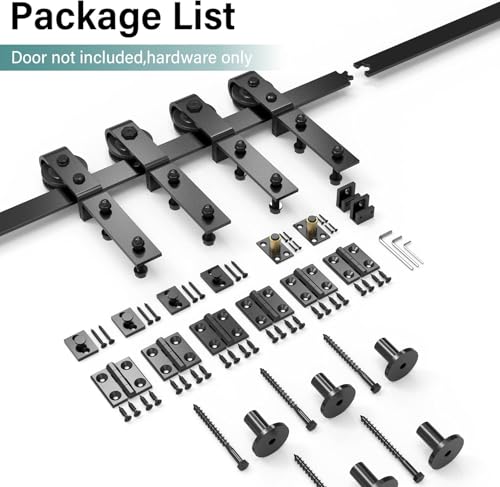 WINSOON 6.6FT/200CM Bifold Schiebetür Komplettset für Falttüren Innentüren Schiebetür Holz, Bifolding Schiebetürbeschlag für viertürig 48CM, Keine Tür