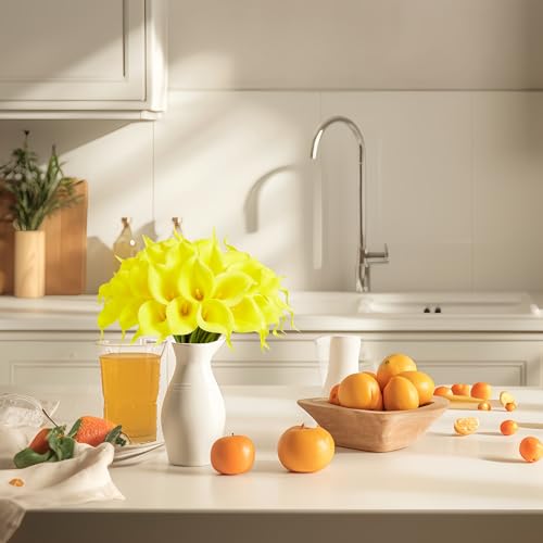 Image of SITUMEIZI 24 Pcs Yellow Fake Flowers Artificial Calla Lily
