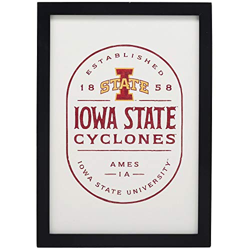 Iowa State University Cyclones Badge Framed Wood Wall Decor - Vintage ISU Cyclones Wall Art for Man Cave, Office or Dorm Room