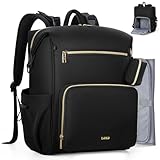 Lekesky Wickelrucksack Groß, Baby Wickeltasche Rucksack mit Wickelunterlage & Kinderwagengurten, Multifunktionaler Diaper Bag mit Schnullerhalter & Diebstahlschutz-Fach für Mama und Papa, Schwarz