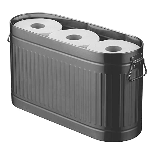 mDesign Large Steel Free Standing Toilet Paper Organizer, 6-Roll Tissue Storage Holder Container Bin for Bathroom Floor, Fits Under Sink, Vanity, Shelf, In Cabinet, Corner, Oscar Collection - Graphite
