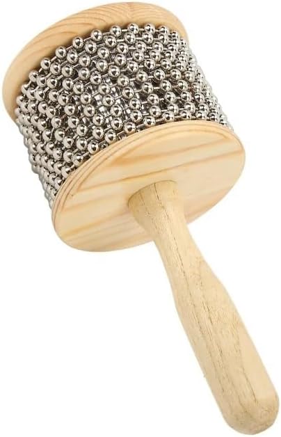 Drums Instrument – Wooden Rattle for Rhythm Practice, Eco-Friendly Beaded Hand Percussion, Portable Music Accessory for Drummers, Educators & Performers (Medium cabassa)
