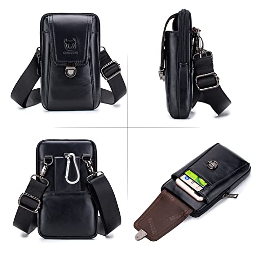 Moniss Bolsa de cinto de couro masculina bolsa de telefone bolsa de viagem crossbody bolsa de ombro