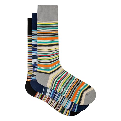PS Paul Smith Men's Signature 3-Pack Socks, Multicolor, One Size