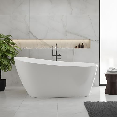Freestanding Bathtub 67 Inch – Acrylic Free Standing Tub, Extra Large Soaking Bathtub with Chrome Drain & Overflow, White Tub for Home Spa or Bathroom Remodel by EliteEdge - Image 5