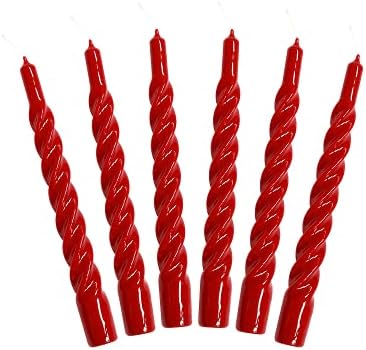 Candles with a Twist®, Made in Italy, 25 Colours Available, Dinner Candles, Twisted Candles Long Burning 5 Hours, Tapered Candles, Lacquered, Unscented Candle Gift Set, 6 pcs. 2.2 x 21cm (Dark Blue)