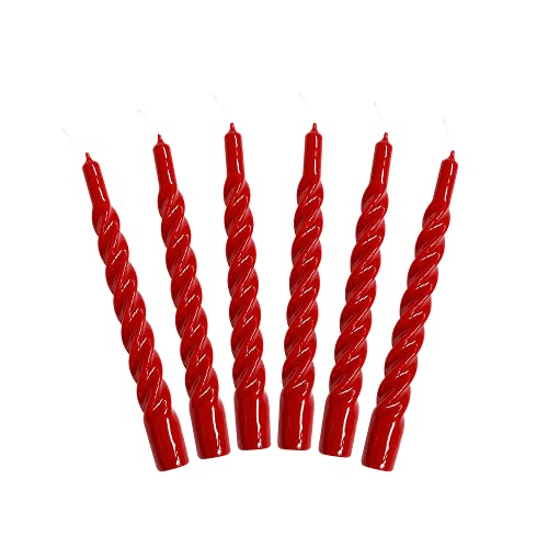 Lot de 6 bougies torsadées rouge foncé torsadées laquées non parfumées Cover