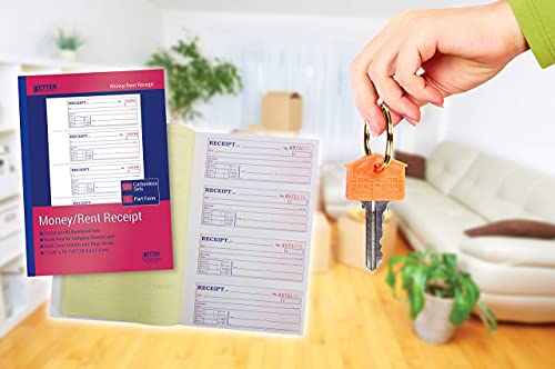 Cash Money And Rent Receipt Books, 4 Pack, Large Size, 2-Part Carbonless (White/Canary Yellow), 7-5/8 X 10-7/8 Inches, By Better Office Products, 4 Sets Per Page, 200 Sets Per Book (800 Total Sets) #TOP5