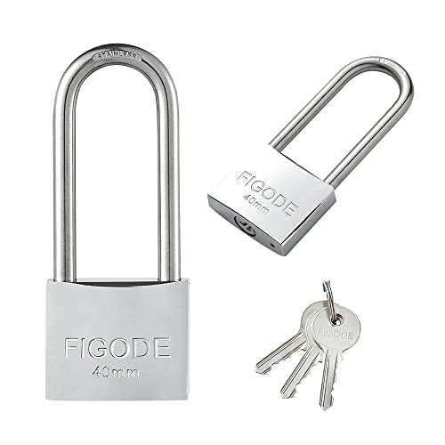 FIGODE Marine Grade Rustproof Padlock with Stainless Steel Shackle and Chrome Plated Solid Brass Body, Outdoor Padlock Weatherproof, 2 Locks with 6 Same Keys, 2.3 in. Long Shackle FIGODE Marine Grade Rustproof Padlock with Stainless Steel Shackle and Chrome Plated Solid Brass Body, Outdoor Padlock Weatherproof, 2 Locks with 6 Same Keys, 2.3 in. Long Shackle