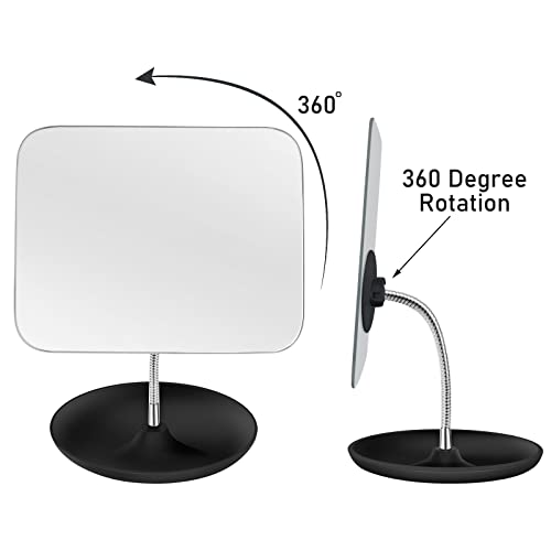 Lfoyou Table Vanity Mirror With Stand - Makeup Mirror For Desk - Adjustable Flexible Gooseneck, 360°Rotation Folding Portable Bathroom Shaving Cosmetic Mirror Square #TOP3