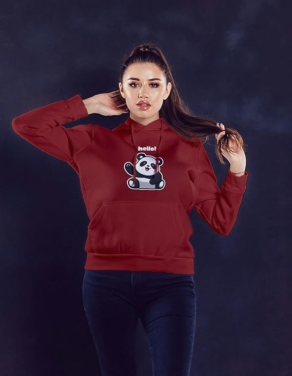 Image of Women's Printed Fleece Hoodie Sweatshirt | Soft Warm Winter Hooded Top for Women & Girls