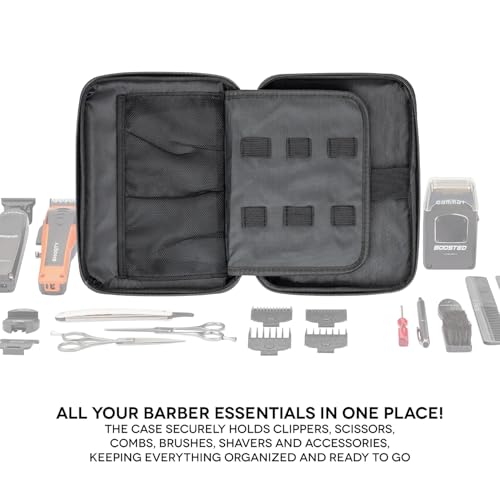 Gamma+ Reiseetui für Haarschneider, Clipper, Trimmer und Rasierer | Organizer für Barber-Zubehör | Wasserdicht | Stoßfest | Leicht | Kompakte Größe | Hartschale | Schwarz