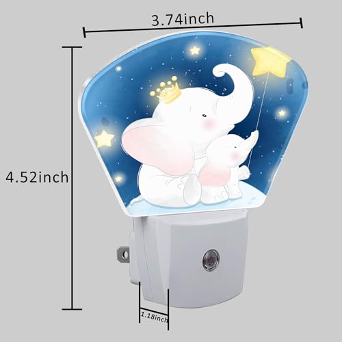 Image of Cute Elephant Mother and Child Night Light for Kids, Elephant Sitting in Moon LED Night Light Plug into Wall with Dusk to Dawn Sensor for Girls Boys Bedroom, Kitchen, Bathroom, Stairs Decor