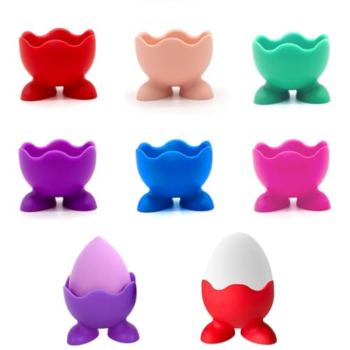 6pcs Egg Cups, Egg Cups 6, Kids Egg Cups, Boiled Egg Holder, Kitchen Silicone Egg Cups Set Egg Cups Colorful for Kitchen Boiled Eggs Breakfast Stack and Egg Cups Holders