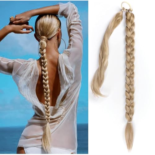 Wekuw - Extension per capelli dorati, coda di cavallo, treccia lunga, in finta treccia