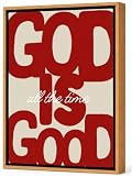 Framed God Is Good All The Time Canvas Wall Art, Christian Quote 12x16 Inch