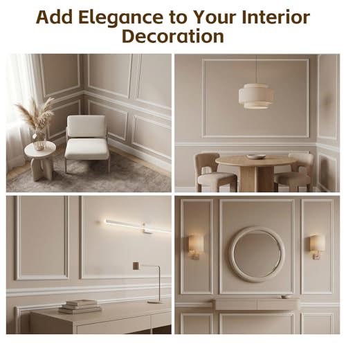 Image of 3 Set Peel and Stick Wall Molding Kit,Premade Self Adhesive Wainscoting Panels,Ready to Assemble Accent Molding Trim for Interior Wall Moulding Decor (24 x 54in)