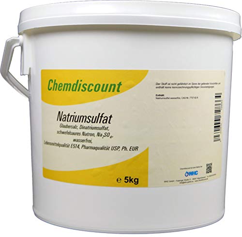 Preisvergleich Produktbild 5kg Natriumsulfat (Glaubersalz), wasserfrei, Pharma- und Lebensmittelqualität E512i, versandkostenfrei