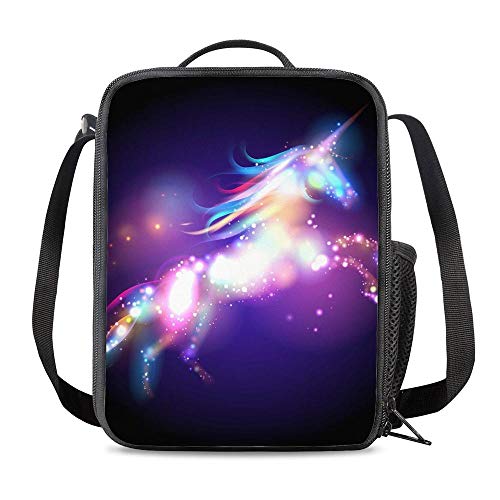 PrelerDIY Galaxy Unicorn Lunch Box Insulated Meal Bag Lunch Bag Food Container for Boys Girls School Travel Picnic