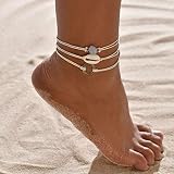 Shegirl Boho Layered Ankle Bracelet Cowrie Shell Rope Anklets Beach Ring Foot Anklet for Women and G