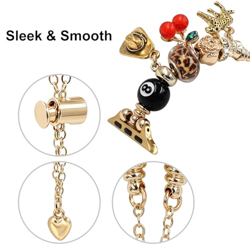 Cute Charms Bracelet Band Compatible with Apple Watch Band 44mm 45mm 46mm 42mm, Unique Pendants Metal Strap Pandora Bracelet iWatch Series 11/10/9/8/7/6/5/4/3/2/1/SE (Leopard/Gold, 44/45/49/42/46mm(Series 10)) by WONMILLE - Used condition - Image 3