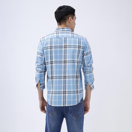 Image of BASICS 100% Cotton Checked Shirt for Men | Slim Fit | Everyday Smart Casual Wear | Full Sleeve