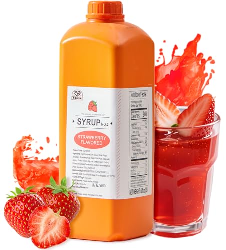 52USA Strawberry Flavored Syrup 68 Ounces(2L) Natural Fruit Syrup for Drink Desserts, Boba Tea, pancakes, Milkshakes, Ice Cream and Shaved Ice, Gluten-Free