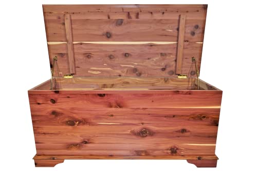 DutchCrafters Rustic Solid Wood Natural Wooden Cedar Chest, Aromatic Cedar Scent - Linen Blanket Storage Chest, Clothes Storage Trunk, End of Bed Storage Bench - Amish Made in USA (42\" Width)