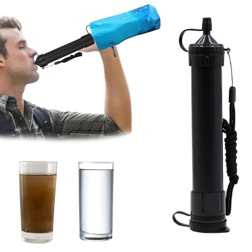 Water Straws to Purify Water Portable Backpacking Water Filter Straw for Hiking Camping Travels (Black)