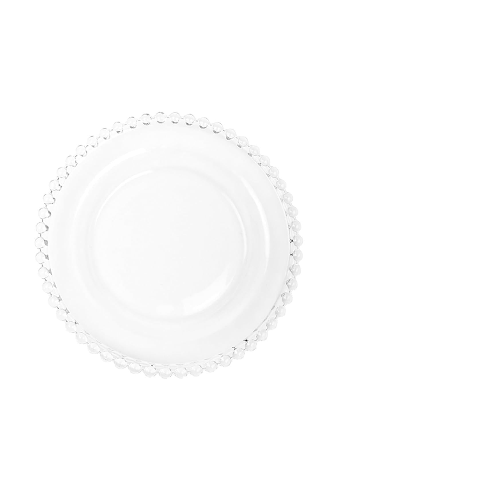 Plaque de verre pour assiettes à dessert avec bord perlé transparent moderne