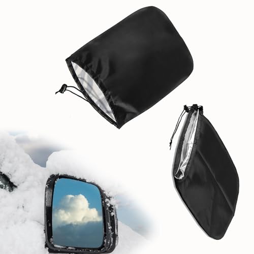 Sodcay 2 PCS Car Rear View Mirror Waterproof Snow Cover, 13.2" x 10.08" Reflector Dust Frost Dew Protective Cover, Side Mirror No-Clean Protector, Universal Exterior Accessories for Cars (Black #L)