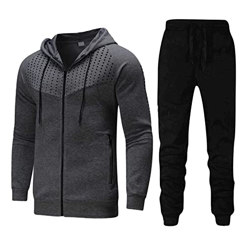Men's Casual Tracksuits 2 Piece Outfit Full Zip Hooded Sweatshirts miniatura 5