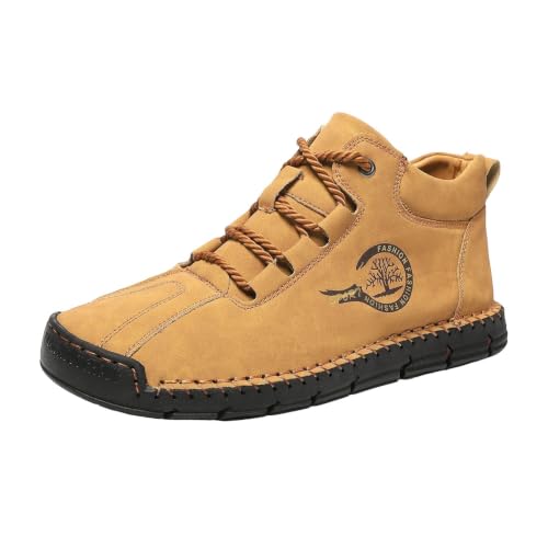 Image of Timeless ’s Ankle Boots with Stitching and Sole for Everyday Wear (Yellow, 8)