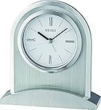 Cuarzo, funciona con pilas Seiko Acabado en Plata Arco Superior Manto Reloj de Mesa con Despertador qhe163s